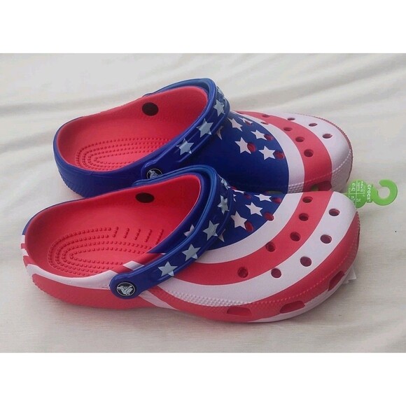 Crocs American Flag Classic Clog Mens 8 Red White Blue W 10 July 4th USA New NWT main image 5